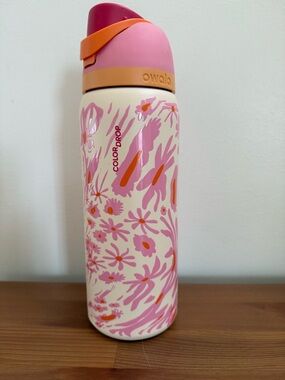 Owala Pink Floral Insulated Water Bottle - Color Drop